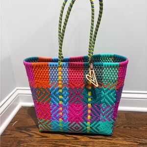 Multicolor Woven Tote Bag